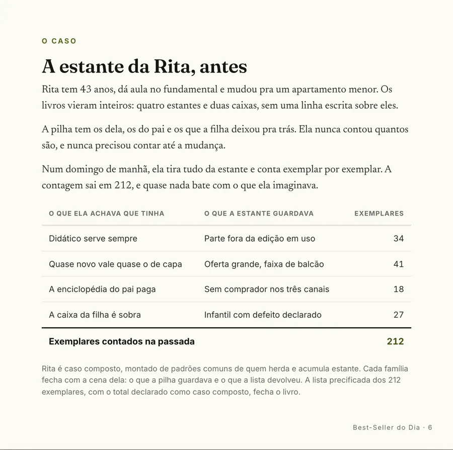 O caso: A estante da Rita, antes: quatro estantes e duas caixas, 212 exemplares e nenhuma linha escrita