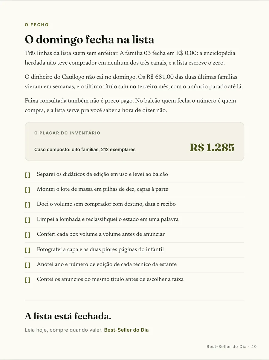 O fecho: A lista da Rita fechada, com a família que apurou zero escrita como zero